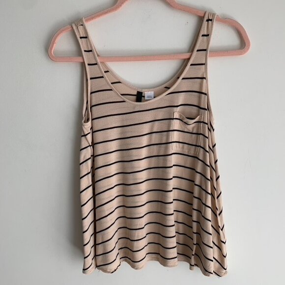 H&M Women's Tank Top Stripes Cropped Sleeveless Taupe Neutral Casual Flowy 4 - Picture 8 of 14